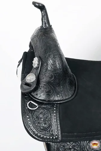 Vista 5 de HILASON Western Horse Treeless Trail Barrel Saddle American Leather for Horses Negro
