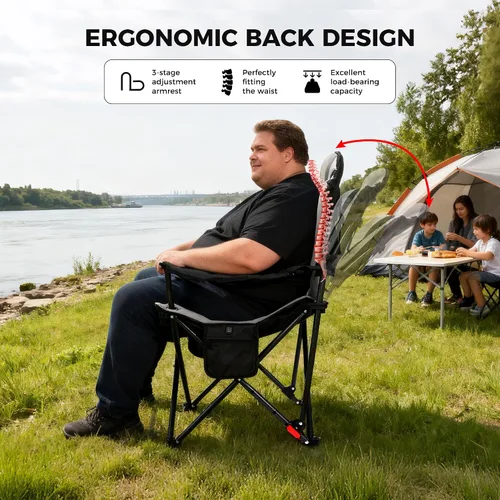 Vista 4 de OUTSIDER - Silla de camping plegable con calefacción de 3 posiciones Heavy Duty 350 Lbs Capacity Camping Chairs with 3 Heat Levels, Cup Holder