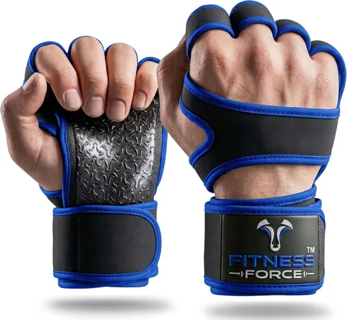 Vista 11 de FITNESS FORCE Ventilated Weight Lifting Workout Gloves for Men & Women Gym Gloves for Men & Women with Built-in Wrist Wraps for Men, Exercise