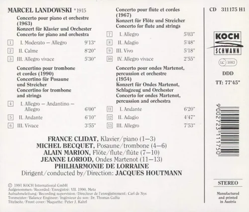 Vista 2 de Marcel Landowski Flute Concerto Piano Concerto Trombone Concerto