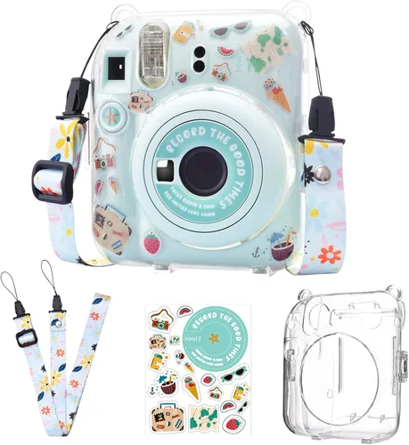 Vista 12 de Funda rígida transparente mejorada con adhesivo de bricolaje para cámara instantánea Fujifilm Instax Mini 12, funda transparente Instax Mini 12
