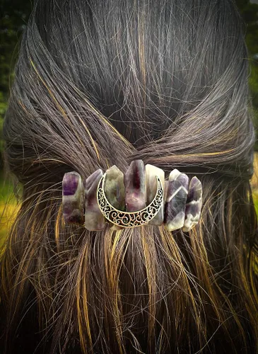Vista 2 de Pinzas para el cabello largo, accesorios irlandeses para el cabello (pinza de amatista)
