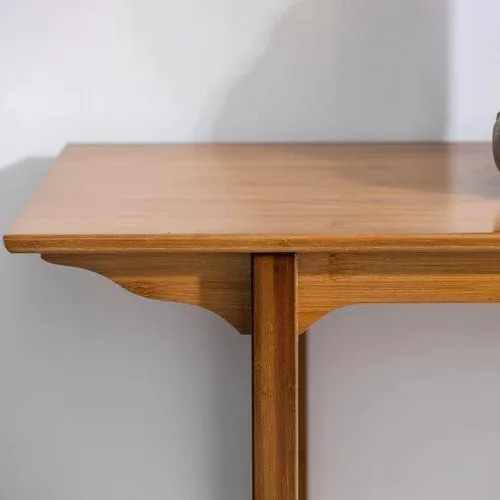 Vista 7 de Mesa consola, mesa de consola moderna de mediados de siglo, rectangular, color marrón oscuro, mesa de pasillo, mesa de sofá para entrada, pasillo