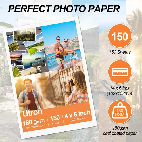 Vista 3 de 150 hojas de papel fotográfico brillante, 4 x 6 pulgadas, papel fotográfico para impresora, papel para impresora fotográfica, de Better Office
