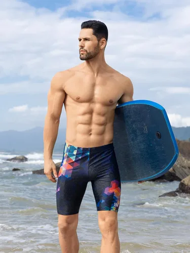 Vista 2 de 361 Bañadores tipo jammer para hombre, traje de baño de entrenamiento para carreras profesionales, resistente al cloro y duradero, traje de baño