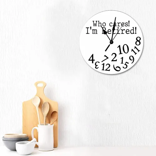 Vista 3 de Relojes de pared redondos de madera de cuarzo, reloj de jubilación, reloj de pared de madera para decoración de cocina, reloj de pared sin tictac