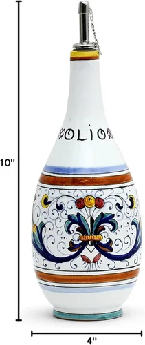 Vista 8 de RICCO DERUTA DELUXE: Dispensador de botellas de aceite de oliva [1768-RIC] - Auténtico pintado a mano en Deruta, Italia. Diseño original. Enviado