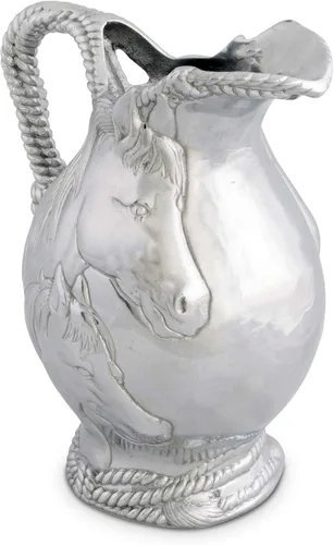 Vista 5 de Arthur Court Jarra de agua de aluminio para caballo y cuerda, de metal, para agua caliente/fría, té helado y bebidas de jugo, 10 pulgadas de alto