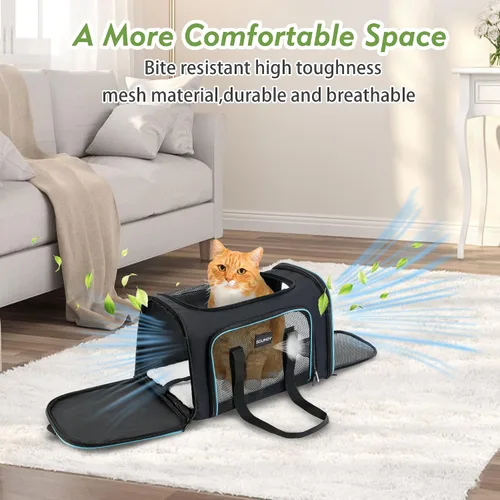 Vista 6 de Soundy Transportador Grande para Gatos Transportador para Perros Menos de 25 Libras, Bolsa Portátil para Mascotas Plegable Ventilada con Malla