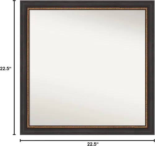 Vista 6 de Amanti Art Espejo de baño negro para sobre el fregadero, 23 x 23 pulgadas, espejo cuadrado negro Ashton, marco de madera tradicional mediano, se