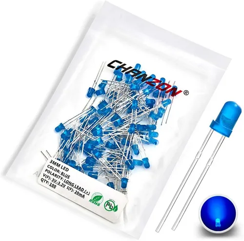 Vista 15 de Chanzon Kit surtido de luces de diodo LED de 0.118 in, 60 piezas (6 colores x 10 unidades), paquete (lente redonda difusa CC 3 V 20 mA) lámpara