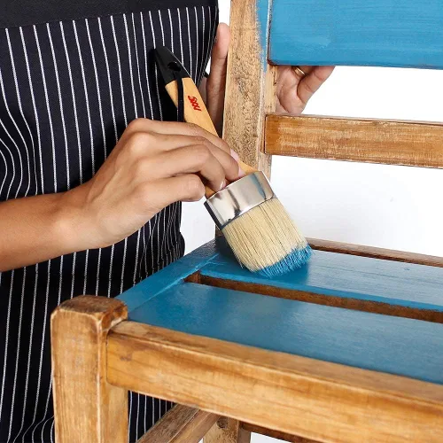 Vista 8 de Juego de 4 pinceles de cera de tiza, incluye 3 pequeños para pintura de muebles y 1 juego de pinceles de pintura de cerdas grandes compatibles