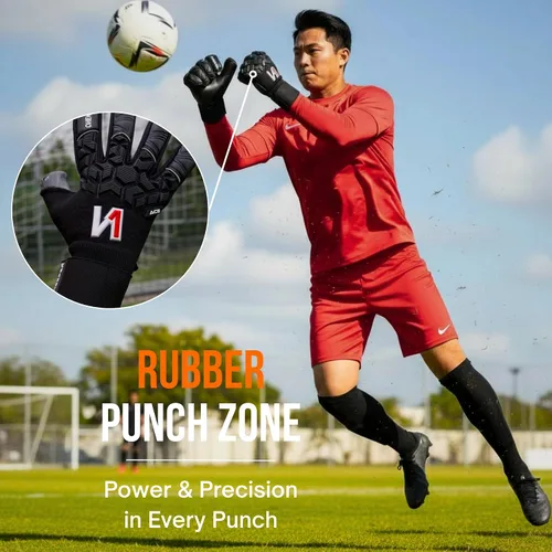 Vista 5 de ONEKEEPER ACE Guantes de portero – Protección sin dedos – Guantes de portero de fútbol profesional para niños, jóvenes y adultos – látex de contacto