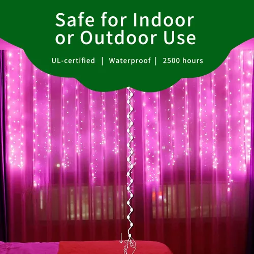 Vista 5 de Ultra-brillantes luces de Navidad rosa mini de 100L 19.6 pies, cadena de luces incandescentes UL listadas, se conectan de extremo a extremo, juego