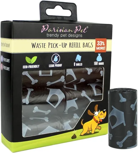 Vista 26 de Parisian Pet Bolsas ecológicas para excrementos de perro, 8 rollos, 20 bolsas por rollo, sin perfume, a prueba de fugas, perfectas para limpiar Casa