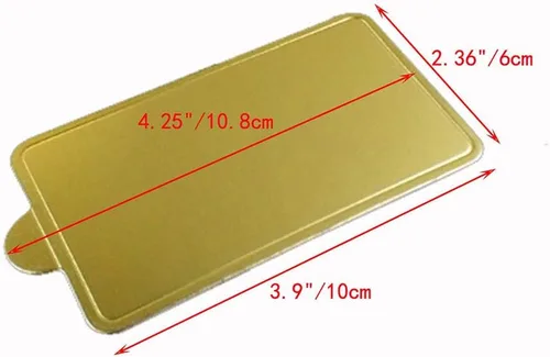 Vista 2 de Paquete de 100 mini tablas de base de pastel, juego de cartón redondo y cuadrado para pastel de mousse dorado, ideal para bufé de postres, bodas