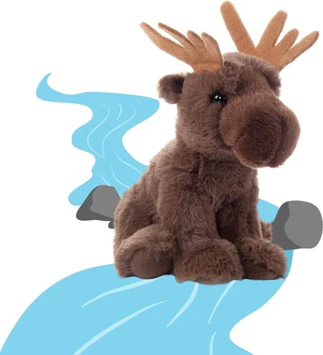 Vista 3 de The Petting Zoo Peluche de alce, regalos para niños, animales salvajes de la vida silvestre, juguete de peluche de alce de 9 pulgadas