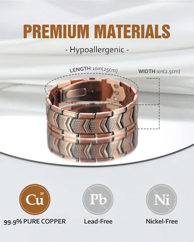 Vista 8 de Jecanori Pulseras magnéticas de cobre para hombres, pulsera magnética ultra fuerte, regalos de joyería con herramienta