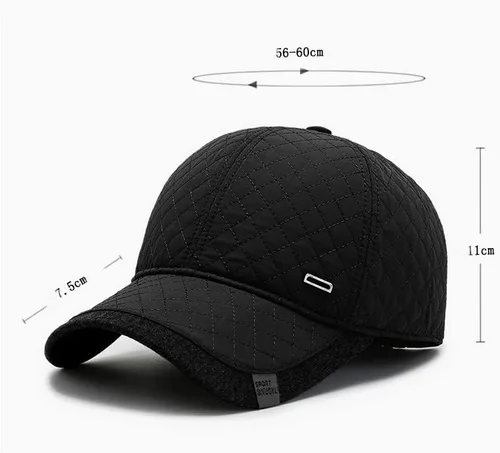 Vista 8 de Gorra de béisbol de invierno para hombre, sombreros de invierno con orejeras, gorras ajustables para clima frío