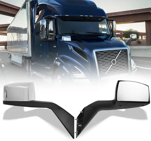 Vista 9 de Espejo de capó izquierdo del lado del conductor y lado derecho del pasajero de repuesto para Volvo VNL 2018-2024 (negro, par)