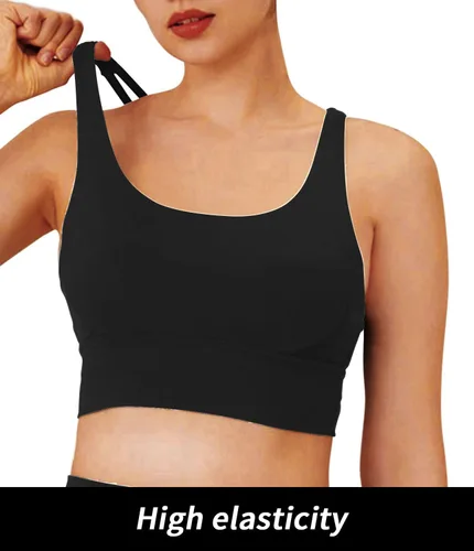 Vista 5 de Comper Brasier deportivo para mujer, sin varillas, espalda cruzada, brasier de entrenamiento sexy, tirantes cruzados, brasier deportivo de yoga