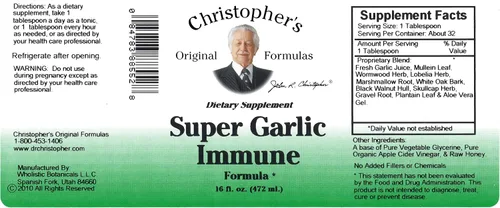 Vista 3 de Christopher's Original Formulas Super Garlic - Jarabe inmunológico 16 onzas líquidas Mezcla de hierbas tradicional Puro, sin rellenos ni