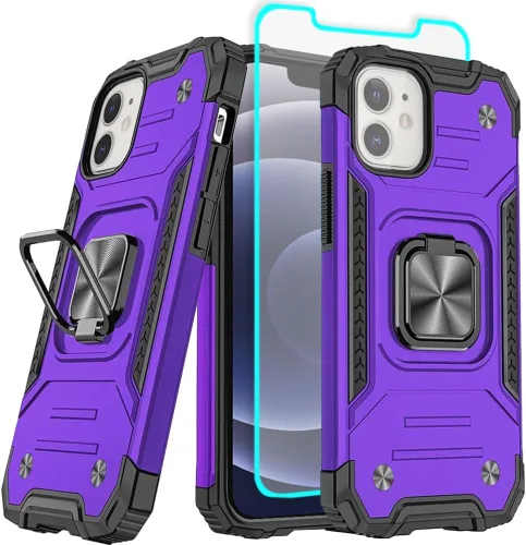 Vista 14 de HNHYGETE Funda para iPhone 12 / iPhone 12 Pro con protector de pantalla: [grado militar de 20 pies probada en caídas] anillo a prueba de golpes