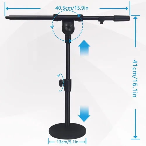 Vista 7 de Soporte de micrófono de escritorio ajustable, soporte de escritorio con clip de micrófono para micrófono de mano, brazo de brazo, adaptador