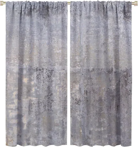 Vista 32 de Cortinas rústicas occidentales marrones con patrón de cornamenta para puerta, con bolsillo para barra, cortinas de ventana para dormitorio, sala
