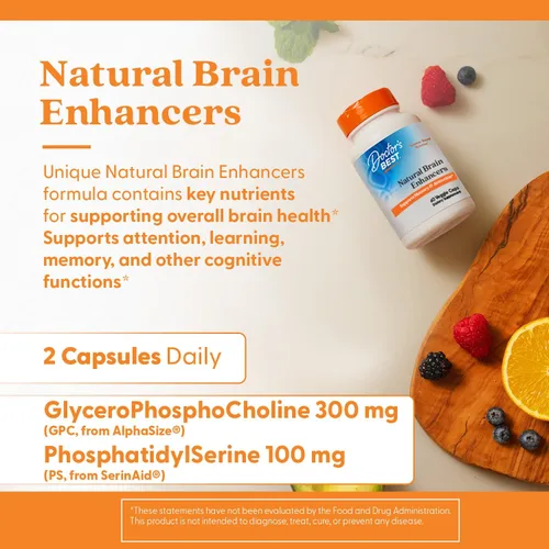 Vista 5 de Doctor's Best Natural Brain Enhancers - Suplemento de salud cerebral para apoyo de memoria y concentración, fosfatidilserina, alfa GPC y cápsulas