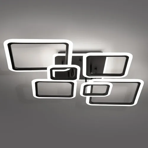 Vista 18 de Modernas luces LED de techo para dormitorio, 40.2 pulgadas, regulables, cuadradas, 6+1 anillos, luces de techo para sala de estar con control remoto