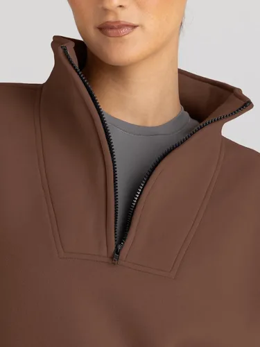 Vista 5 de Trendy Queen - Sudaderas con media cremallera y capucha de gran tamaño, extragrande, para otoño, Y2K, ropa de invierno
