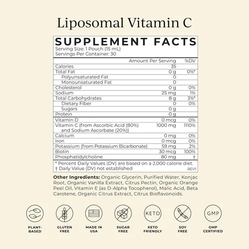 Vista 4 de CYMBIOTIKA Paquetes individuales de vitamina C, suministro liposomal, suplemento para apoyo inmunológico, refuerzo de colágeno y envejecimiento
