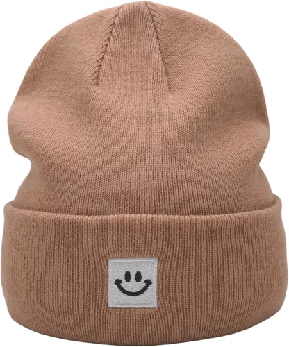 Vista 5 de 55cube Gorros de invierno unisex cálidos de punto grueso con puños Apricot Crush