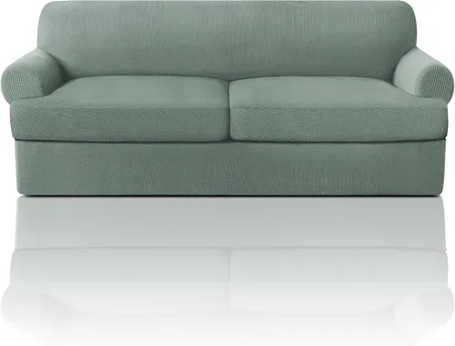 Vista 51 de PrinceDeco Fundas elásticas para sillón de 2 piezas, fundas de sofá para sillas con cojines en forma de T, fundas suaves para muebles con 1 funda