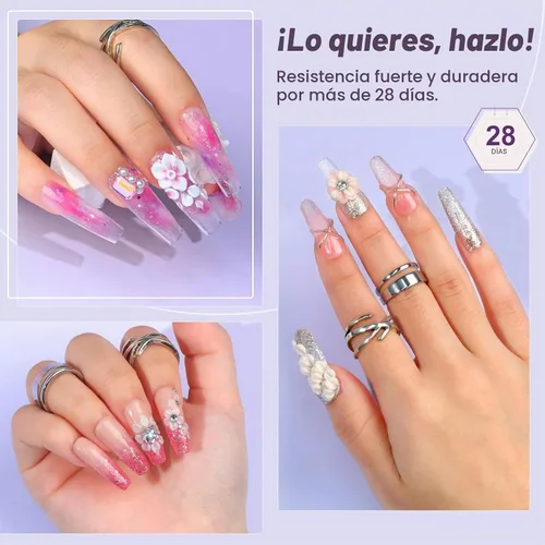 Vista 7 de Kit de uñas acrílicas SAVILAND con taladro: juego profesional de polvo acrílico de 0.5Oz transparente/blanco/rosa y líquido de 50ml con taladro