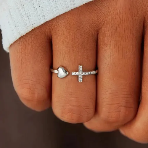 Vista 3 de Anillo de plata de ley 925, minimalista, ajustable, hecho a mano, para mujeres y niñas