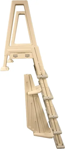 Vista 2 de Confer Plastics 6000X Escalera de natación resistente sobre el suelo en la piscina para cubiertas ajustables de 42 pulgadas a 56 pulgadas de alto