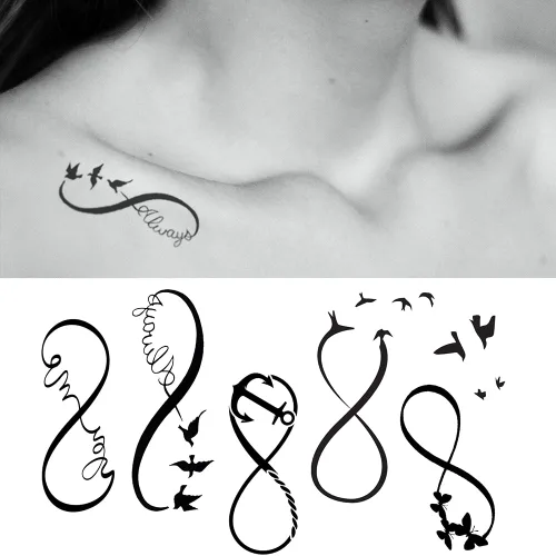 Vista 9 de Juego de 2 calcomanías de tatuaje temporal pequeñas, diseño de alas de corazón de ángel para mano, cuello, cara, muñeca, dedo, impermeable, falso