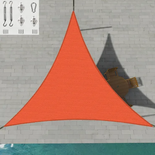 Vista 13 de Patio Paradise - Toldo parasol beige de 2 x 2 x 2 pies con kit de herrajes de 6 pulgadas, toldo triangular equilátero, tela duradera