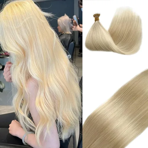 Vista 12 de Extensiones de cabello Microlink con reflejos, cabello humano lacio de 14 pulgadas, rubio caramelo resaltado, 50G/50S
