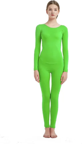 Vista 2 de Mono de manga larga de una pieza para mujer, unitardo Zentai de elastano