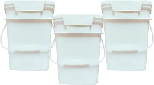 Vista 27 de House Naturals Cubo cuadrado de grado alimenticio de 4 galones con asas de plástico y tapa (paquete de 3) recipientes fabricados en Estados Unidos