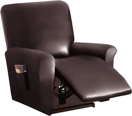 Vista 31 de Vctops - Funda elástica de 6 piezas para sofá biplaza reclinable, de cuero sintético impermeable, protector de muebles antideslizante con borde Negro