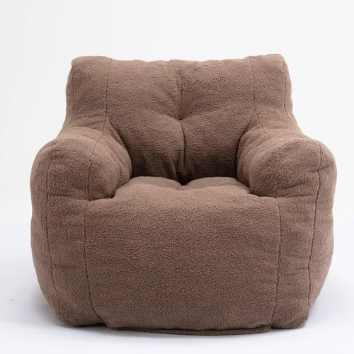 Vista 7 de Puf - Silla de sofá individual, mullida, moderna, suave, copetuda, de espuma, sofá perezoso, silla de ocio para sala de estar, dormitorio, balcón