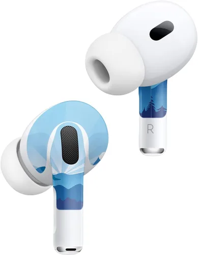 Vista 2 de MightySkins - Fundas compatibles con Apple AirPods Pro 2 - Blue Mountains Funda protectora de vinilo duradera y única Fácil de aplicar, quitar