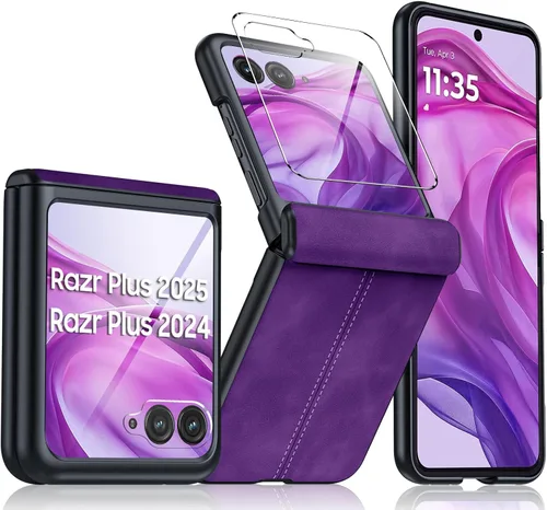 Vista 31 de para Samsung Galaxy Z Flip 7 Funda con protección de bisagras y protector de pantalla incorporado, funda de cuero mate de policarbonato ultradelgada
