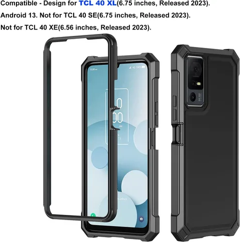 Vista 2 de Ailiber - Carcasa para TCL 40 XL T608M/Jitterbug Smart 4/40T T608DL, color negro Screen Protector, Air-Guard Corners, Dual Layer, Flexible TPU