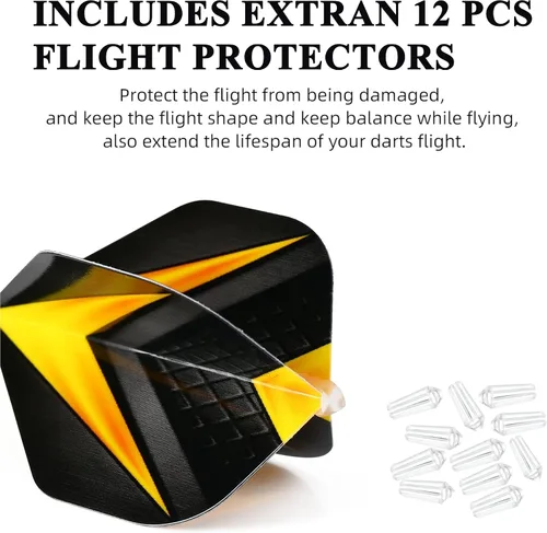 Vista 2 de centaur 90 vuelos de dardos con protectores de vuelo, 30 juegos de dardos de PET estándar duraderos para dardos de punta de acero suave