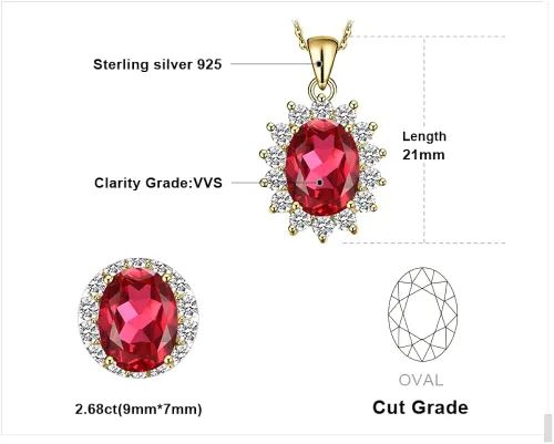 Vista 2 de JewelryPalace Princess Diana Kate Middleton Natural Amethyst Citrine Garnet Peridot Topaz Created Ruby Sapphire Simulated Emerald Pendant Necklace